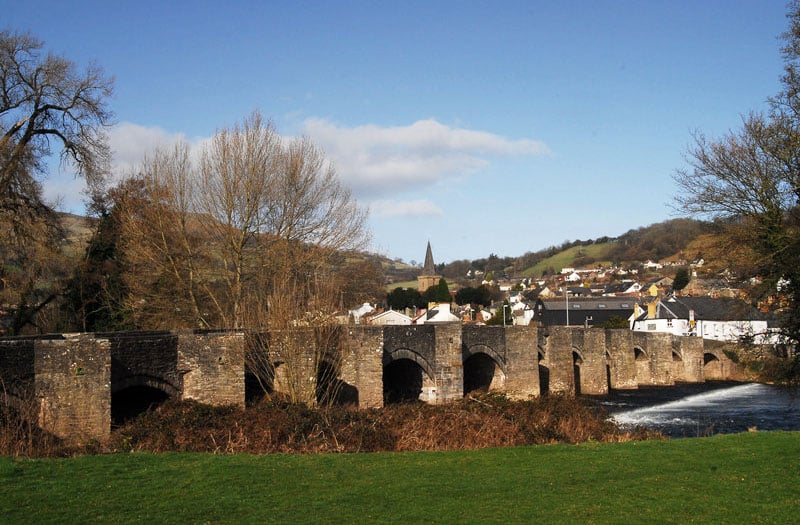 Crickhowell bridge and town, Powys, Wales